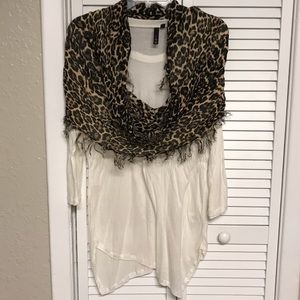 White Women’s Top with Leopard Wrap.